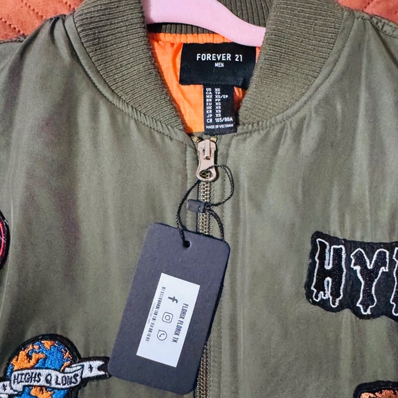 Forever 21 Mens Youth Revival Bomber Jacket With Patches Size Xs - Picture 2 of 5